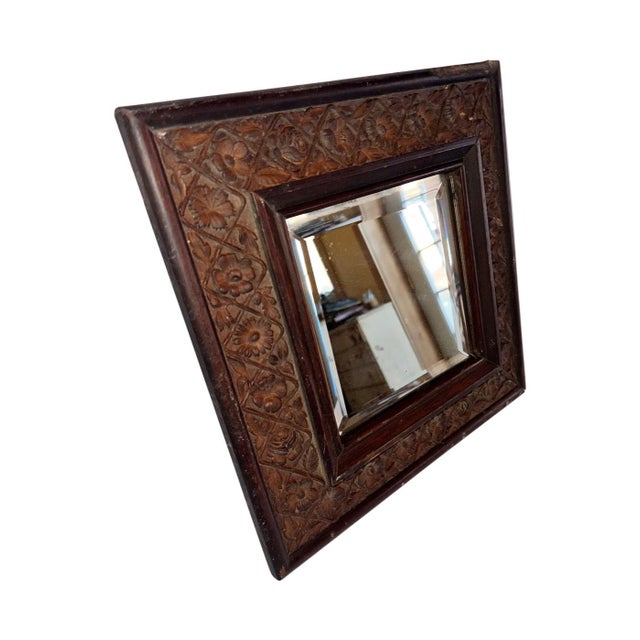 Victorian Antique Victorian Hand-Carved Oak Beveled Mirror - With Original Provenance For Sale - Image 3 of 10