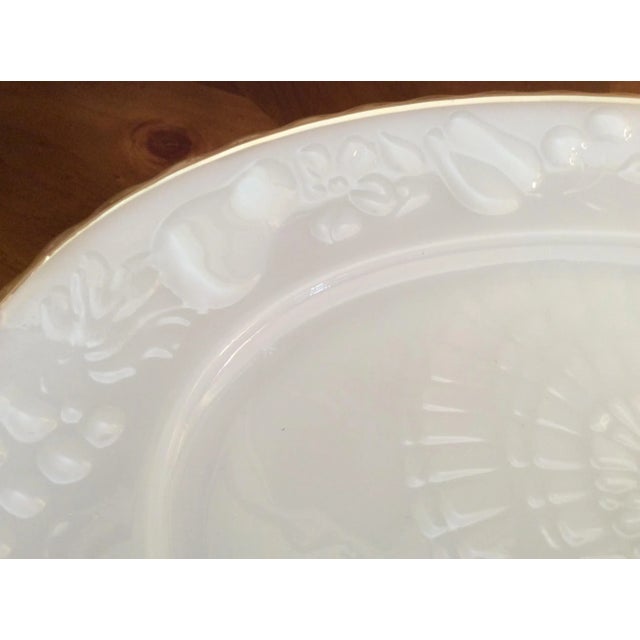 1960s Vintage 24k Gold Rimmed Milk Glass Platter For Sale - Image 5 of 13