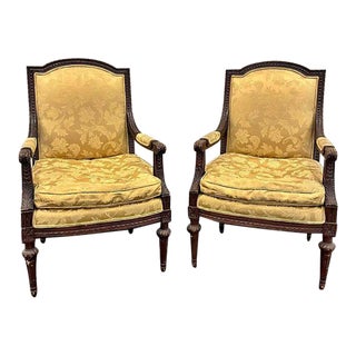 Gorgeous Hand Carved Stanford Furniture Co. Fireside Chairs- Pair For Sale