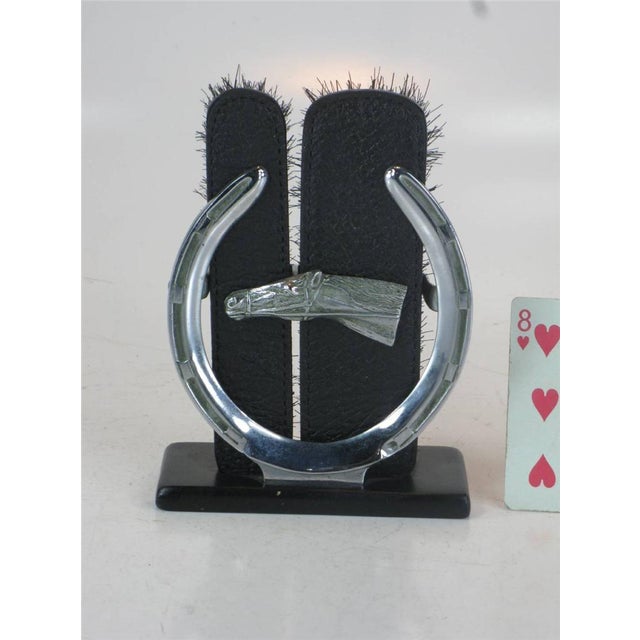Metal Brush Horse Head Bronze Chromed Holder Lather & Real Hair Art Deco, 1935 For Sale - Image 7 of 12