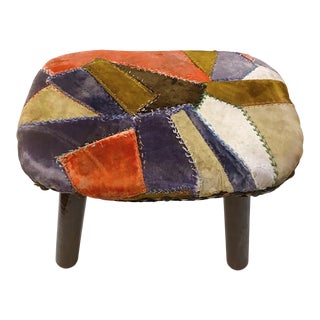 Vintage Bohemian Patchwork Stool For Sale
