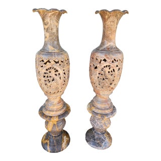 1970's Vintage Marble Vases- Set of 2 For Sale