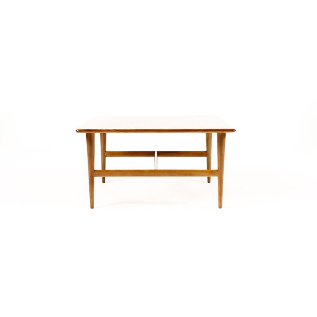 Mid-Century Modern 1960s Danish Modern Mid Century Square Walnut Coffee Table — Cross Stretcher Base For Sale - Image 3 of 5