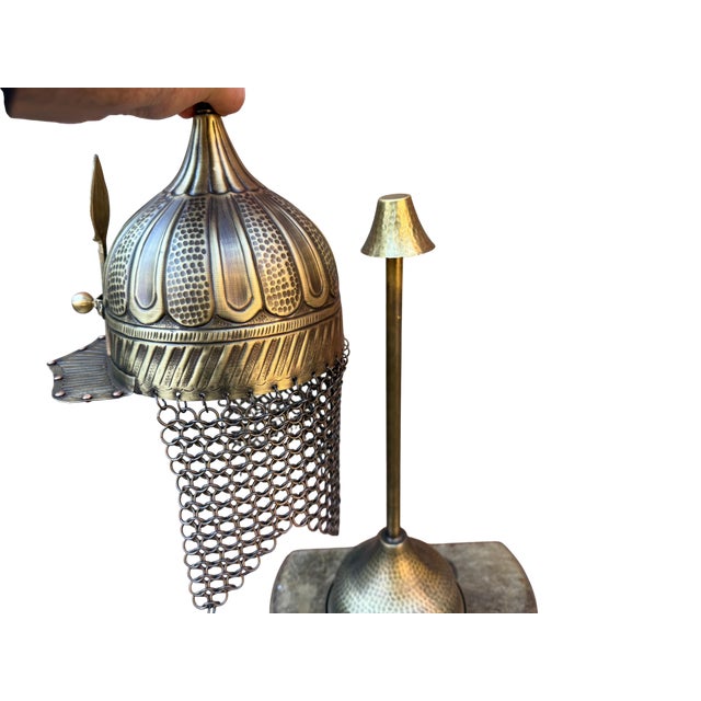 Handcrafted Brass Tabletop Helmet For Sale - Image 9 of 13