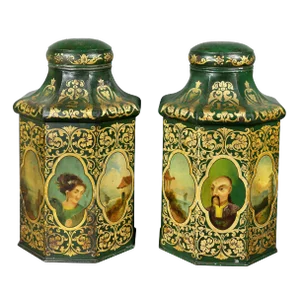 Victorian Tole Teacannisters - a Pair
