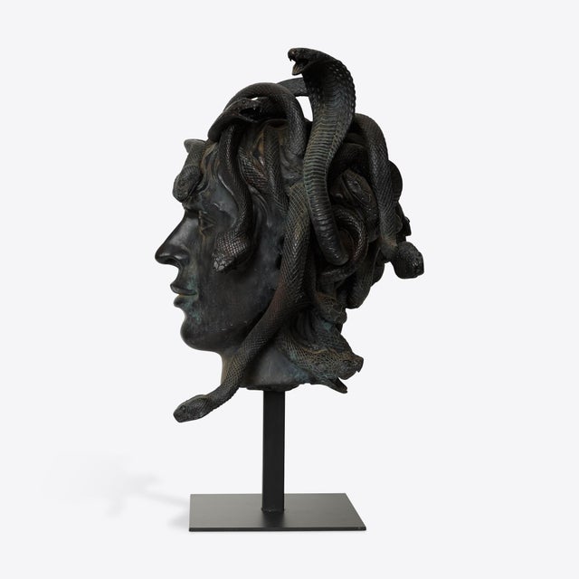 Black Male Medusa Bust on Stand from Pure White Lines For Sale - Image 8 of 11