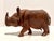 1970s Set of 3 Hand-Carved Solid Wood Rhinoceros Sculptures, Textured Hide, Inlaid Teeth and Toenails For Sale - Image 14 of 18
