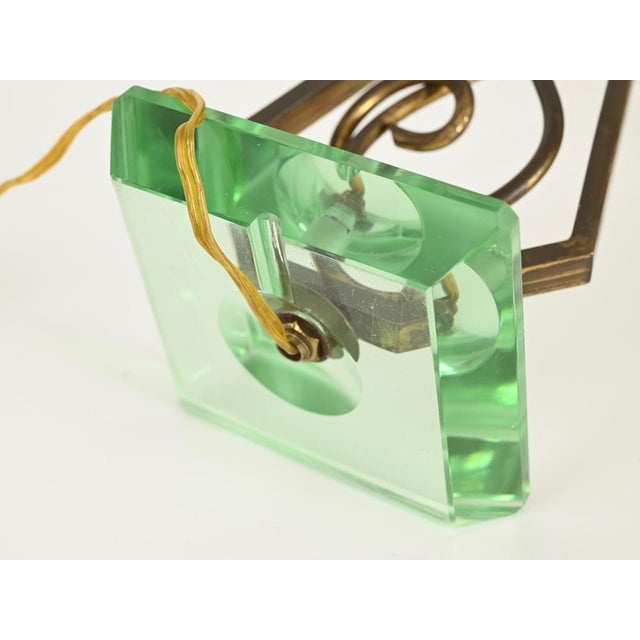 Adjustable Table Lamp in Red Metal, Brass and Green Glass from Stilnovo, Italy, 1950s For Sale - Image 11 of 17