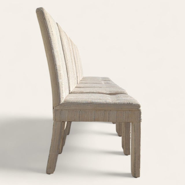 Postmodern Upholstered Dining Chairs in Textured Cream Fabric, 1980s Set of 6 For Sale - Image 4 of 18