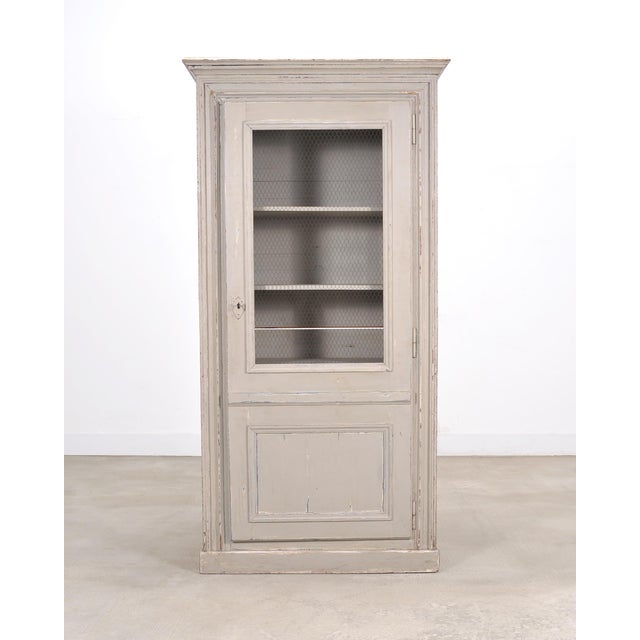 19th Century Country French Painted Pine Farmhouse Cupboard Cabinet For Sale - Image 4 of 18