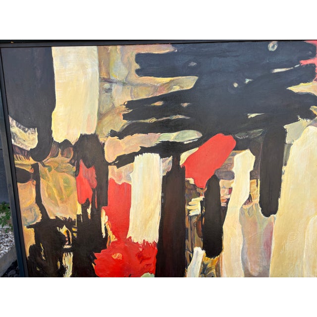 1950s 1950s Abstract Modern Framed Oil Painting on Canvas For Sale - Image 5 of 16