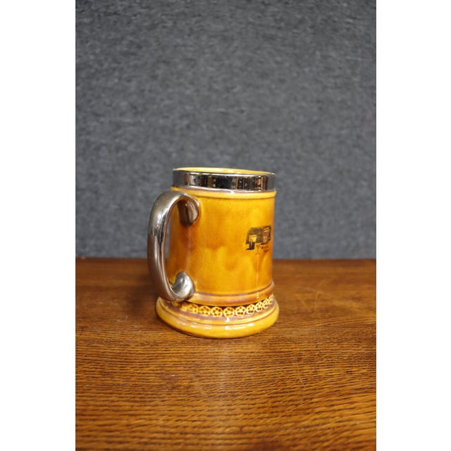 Antique-Style Yellow Ceramic Tankard With Illustrated Drinking Verse and Silver-Tone Handle For Sale - Image 11 of 13