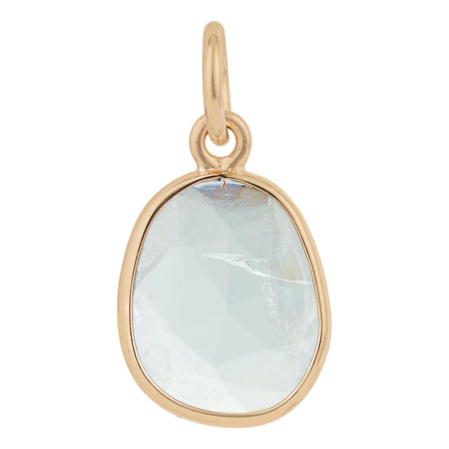 Luminous 1.97ct Faceted Aquamarine Pendant 14k Gold Charm for Mom For Sale