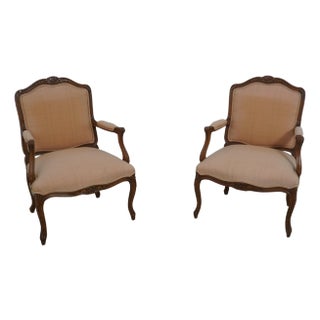 Pair Heritage French Louis XV Style Open Armchairs For Sale