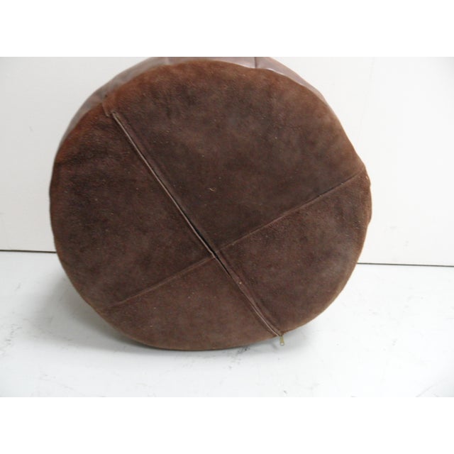 Vintage Leather Pouf, 1960s For Sale - Image 4 of 8