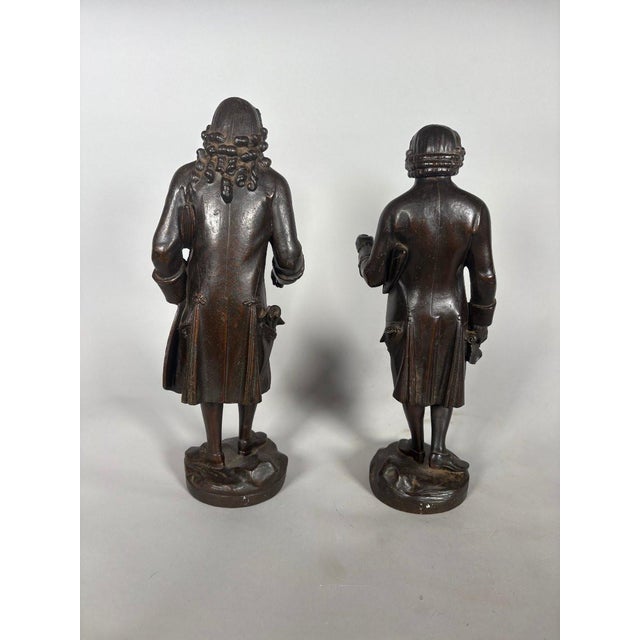 Pair of full-length sculptures of Voltaire and Rousseau, 19th century, Restoration period, Charles X For Sale - Image 4 of 6