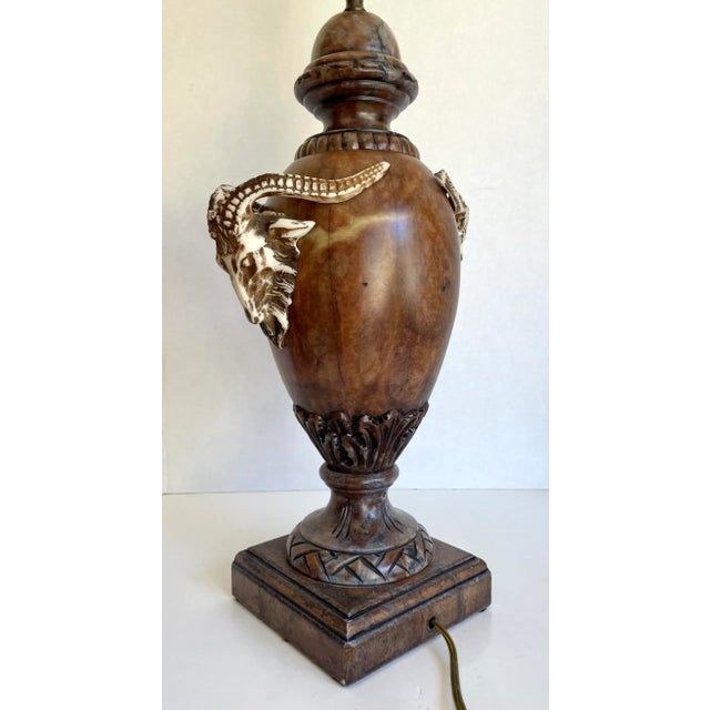 Mid 20th Century Traditional Ram Head Carved Alabaster Marble Urn Lamp For Sale - Image 11 of 13