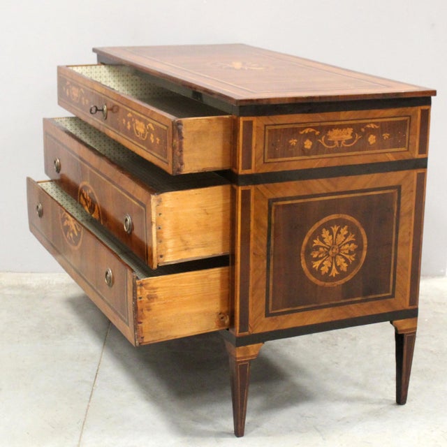 18th Century Antique Italian Louis XVI Chest of Drawers in Walnut, 1700s For Sale - Image 5 of 16