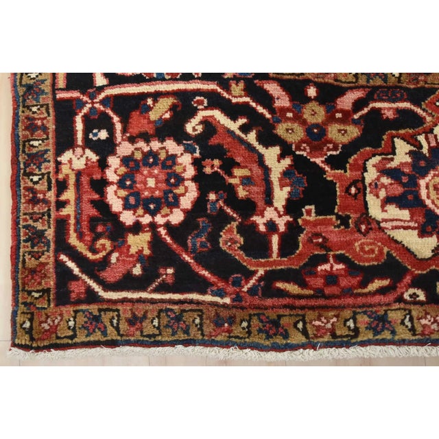 Heriz Rug 9'7'' X 12'5'' Red Wool Vintage Tribal Hand-Knotted Oriental Carpet For Sale - Image 12 of 15