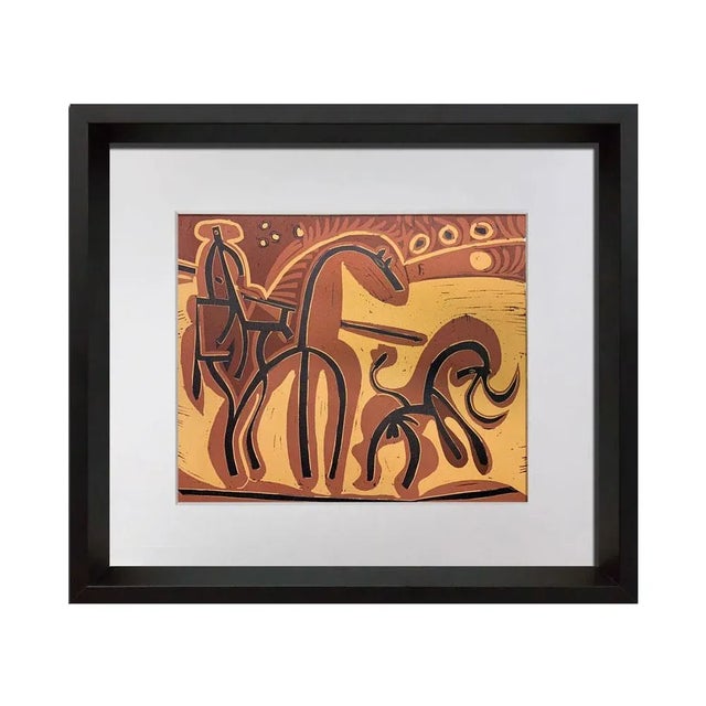 Wood Pablo Picasso Linogravure Limited Edition "Picador Et Taureau" +Custom Framing For Sale - Image 7 of 7