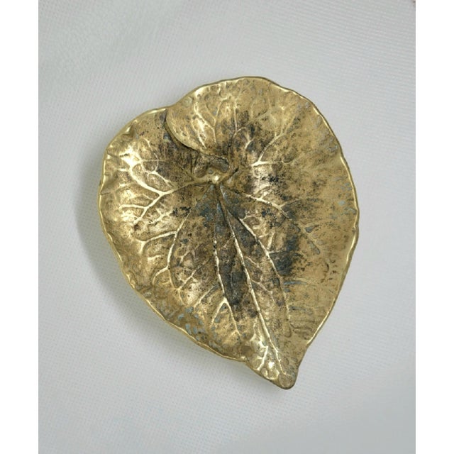 Virginia Metalcrafters 1940s Hand Cast Brass Violet Leaf by Virginia Metalcrafters For Sale - Image 4 of 9