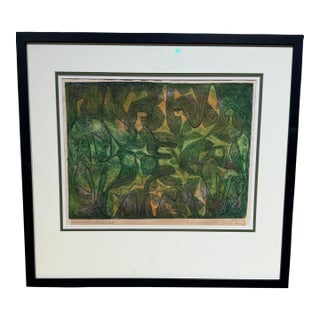 Original Abstract Etching Titled & Signed in Pencil Mid-Century Modern For Sale