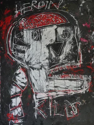 "Heroin Kills" Contemporary Original Large Neo-Expressionist Painting by Sax Berlin