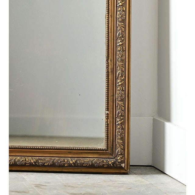 Art Nouveau French 19th Century Large Art Nouveau Gilt Mirror For Sale - Image 3 of 14