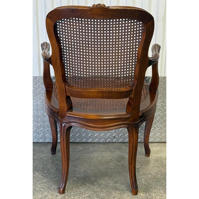 French Early 20th Century Carved Solid Walnut Caned Chair For Sale - Image 3 of 9