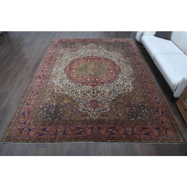 Persian 1960s Vintage Persian Handmade Wool Cotton Light Red Area Rug For Sale - Image 3 of 11