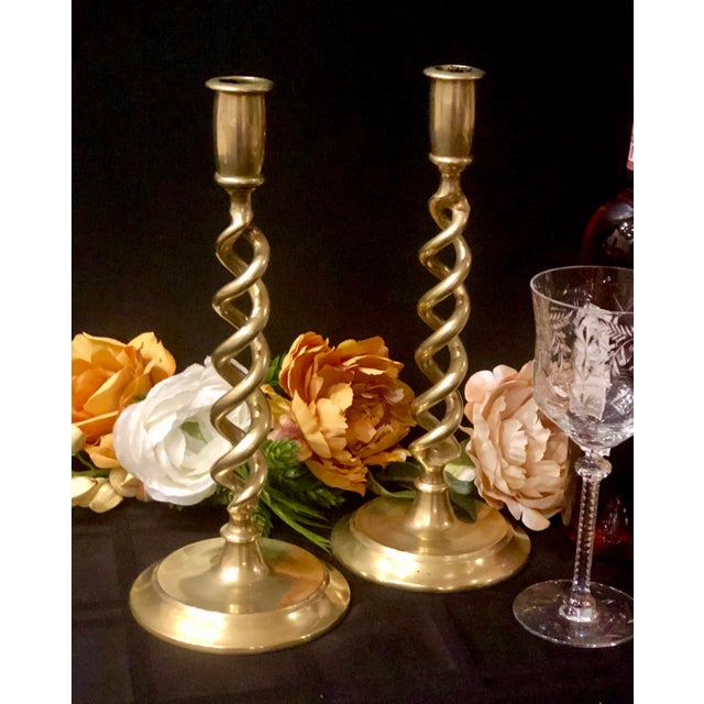 Vintage Brass Barley Twist Candle Holders Centerpiece Holiday Wedding
