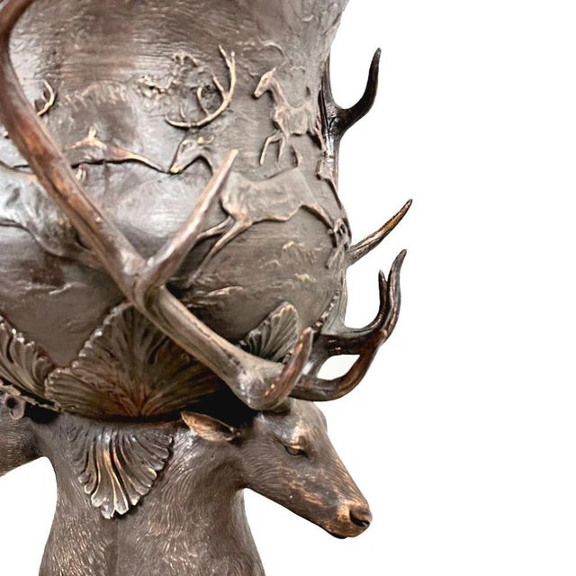 Bronze Stag Urns Large Garden Planters Antlers 4ft, Set of x For Sale - Image 3 of 4