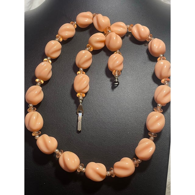 Lucite Demi-Parure Marriage in Pink Earrings and Necklace, Classic MCM West Germany For Sale - Image 4 of 8