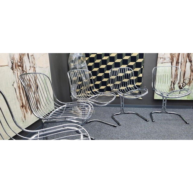 Gastone Rinaldi Space Age Radiofreccia Chrome Dining Chairs by Gastone Rinaldi for Rima, 1970s, Set of 6 For Sale - Image 4 of 10