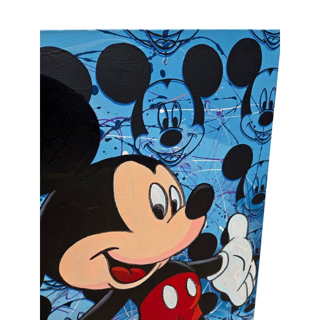 Vintage Original Steve Kaufman Sak Double Mickey Mouse Pop Art Painting For Sale - Image 10 of 18