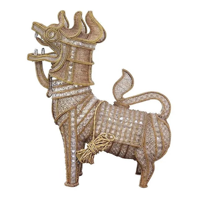 Beige Early 20th Century Table Lamps in the shape of Guardian Lions, 1920s, Set of 2 For Sale - Image 8 of 10