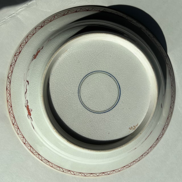 Antique English Hand-Painted Floral Porcelain Bowl With Gilt Rim For Sale - Image 10 of 11