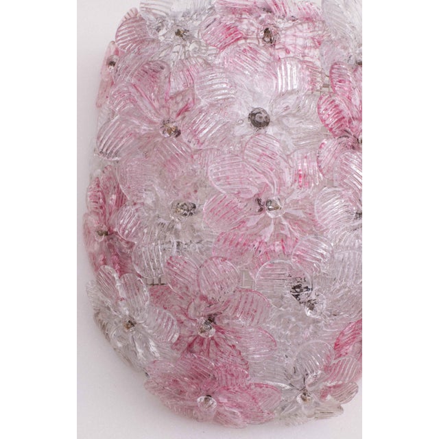 1970 Set of 2 Murano Wall Light Pink Flower by Seguso For Sale - Image 11 of 12