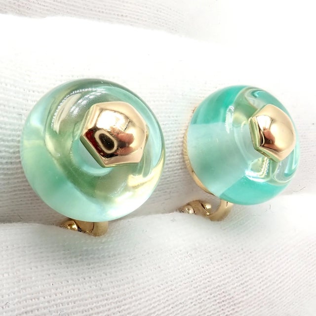 Vintage Marina B Yellow Gold Pneu Crystal Earrings, A Pair For Sale - Image 12 of 14