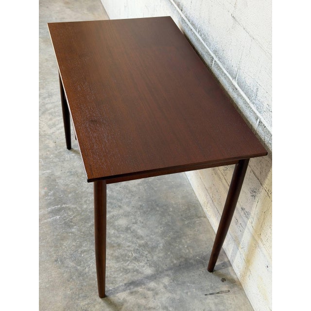 Teak Two-Drawer Rectangular Writing Desk With Tapered Legs Danish Mid-Century Modern For Sale - Image 4 of 10
