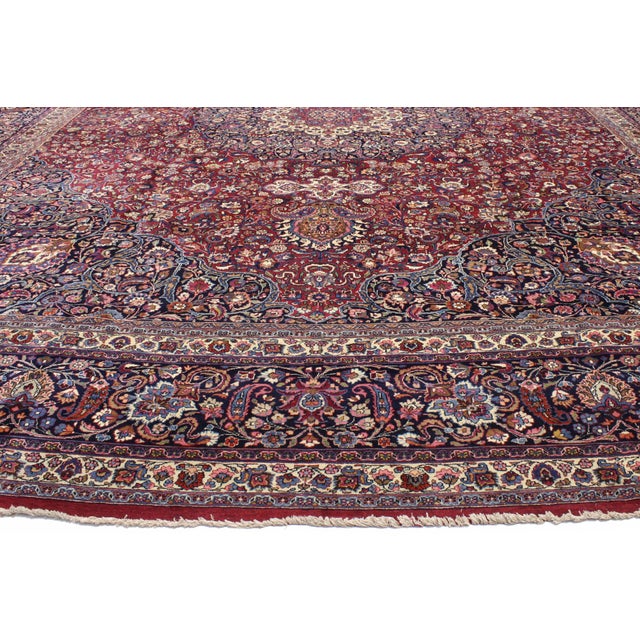 Antique Persian Mashhad Rug, 15'09 X 19'00 For Sale - Image 4 of 10