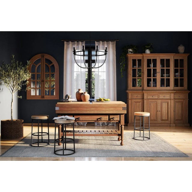 Wood French Provincial Large Kitchen Island For Sale - Image 7 of 12