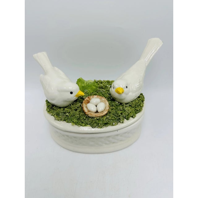 1970s Vintage Italian Ceramic Bird Lidded Dish For Sale - Image 5 of 6