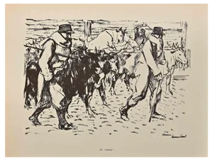 Hermann Paul, Le Convoi, Original Lithograph, Early 20th Century
