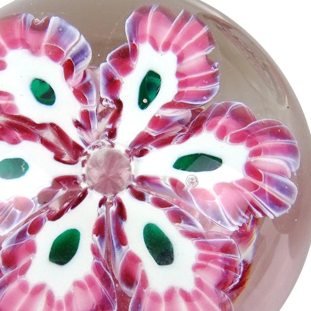 Murano Vintage Fratelli Toso and Barbini Murrine Flowers Italian Art Glass Paperweights - Set of 3 For Sale In Orlando - Image 6 of 11