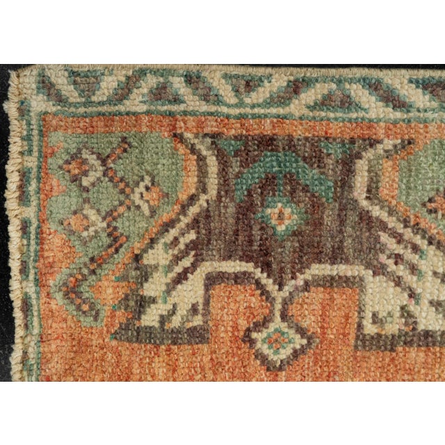 Early 21st Century Turkish Mini Rug Oriental Hand Knotted Vintage Rug 1'8" x 4' #21185 For Sale - Image 5 of 8