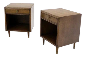 Mid-Century Modern Johnson Walnut Night Stands- a Pair