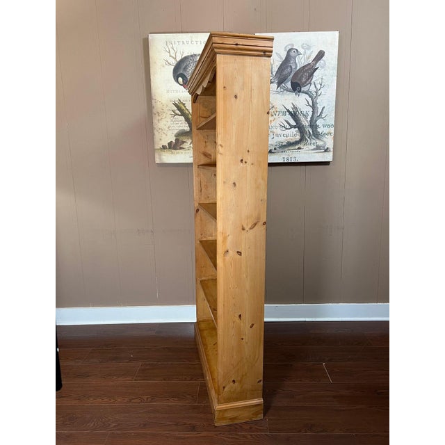 Antique English Country Pine Bookcase Bookshelf Tall Narrow Open Shelf C1900 For Sale - Image 16 of 18