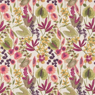 Harlequin Nalina Fabric in Peach/Mango/Olive For Sale