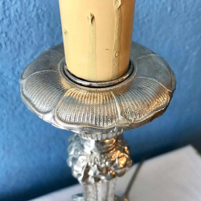 Pair of Continental Silvered Lamps For Sale - Image 10 of 13